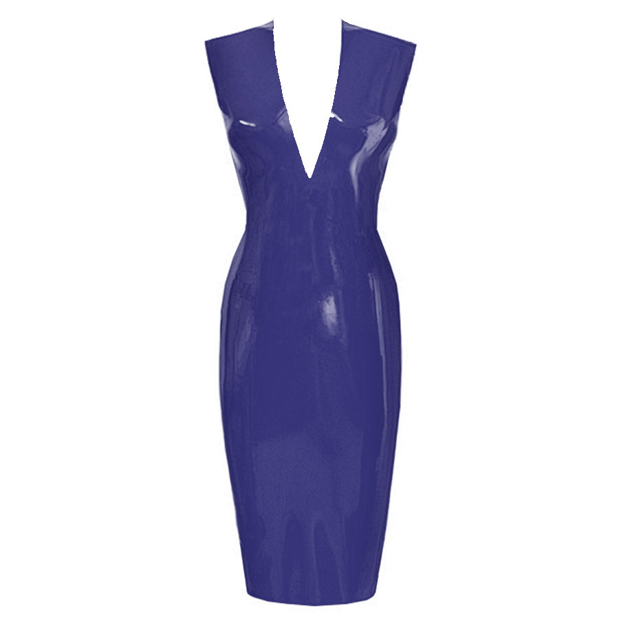 Atsuko Kudo Latex Sleeveless Linde Pencil Dress in Supatex Royal Blue