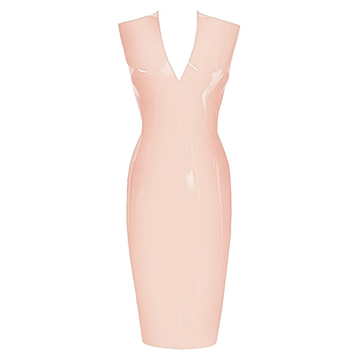 Atsuko Kudo Latex Sleeveless Linde Pencil Dress in Baby Pink