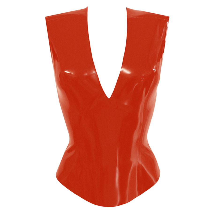 Atsuko Kudo Latex Sleeveless Linde Top in supatex red