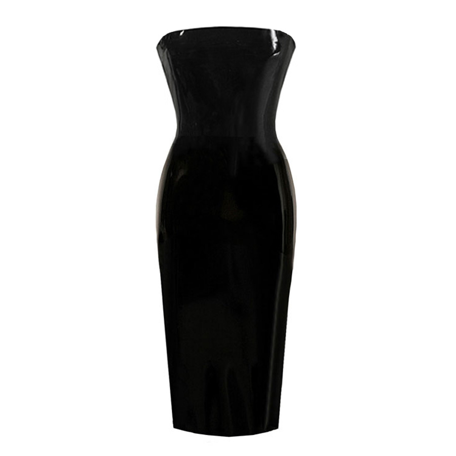 Atsuko Kudo Latex Restricted Strapless Pencil Dress in supatex black