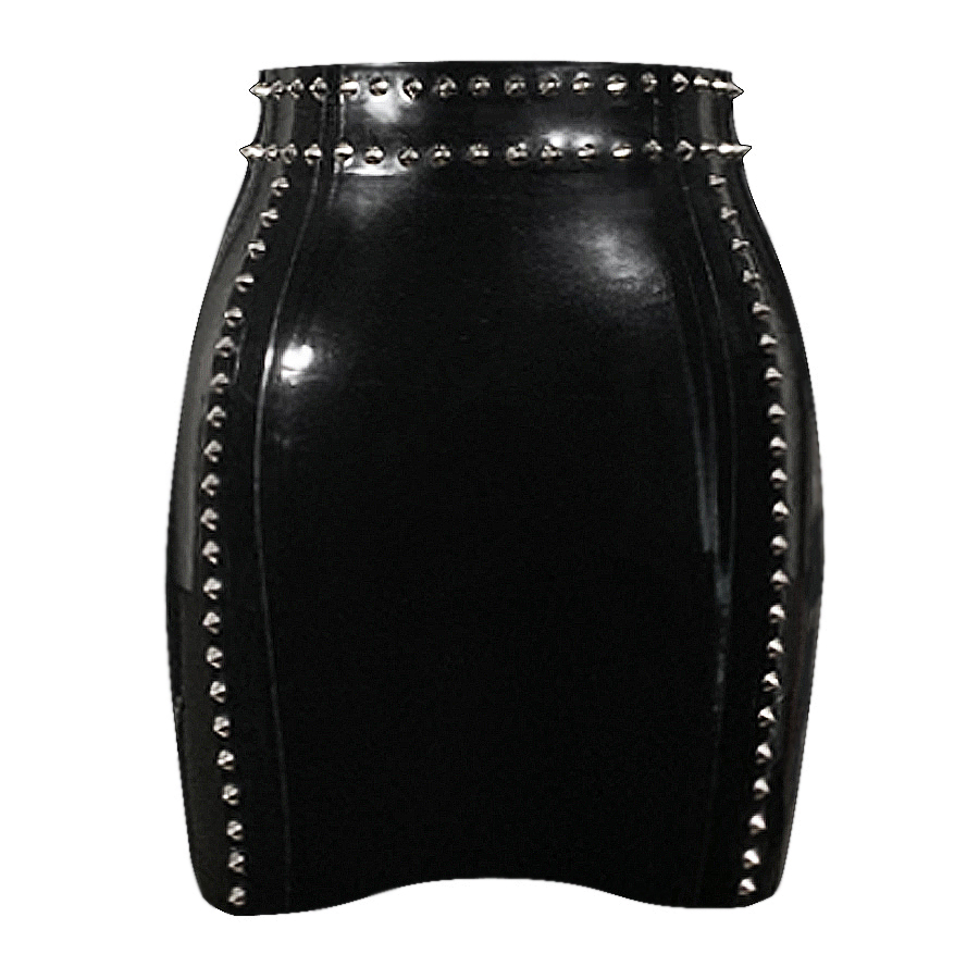 Atsuko Kudo Latex Studded Mini Skirt in Supatex Black