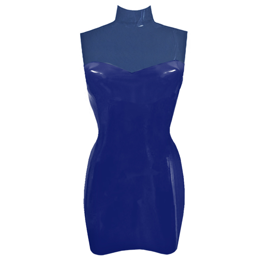 Atsuko Kudo Latex Sweetheart Mini Dress in supatex royal blue and semi-trans blue