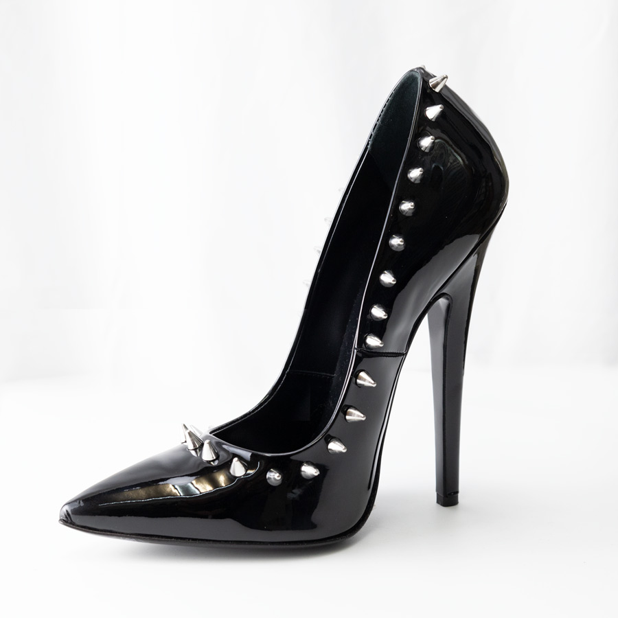 Atsuko Kudo Latex Handmade Italian Talonissima Shoes in Black Patent Leather