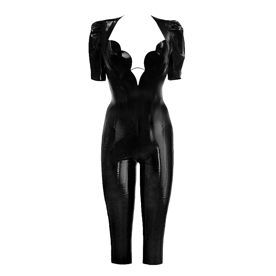 Atsuko Kudo Latex Tulip Cup Puff Sleeve Capri Catsuit