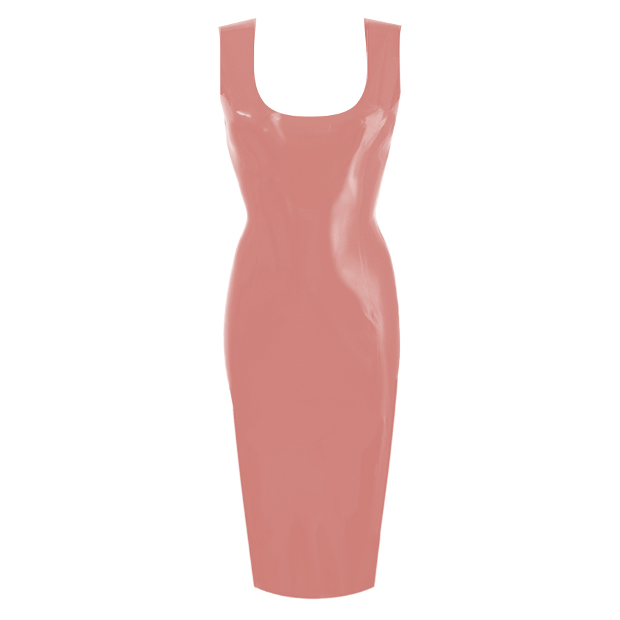 Atsuko Kudo Latex Vest Pencil Dress in Supatex Light Brown