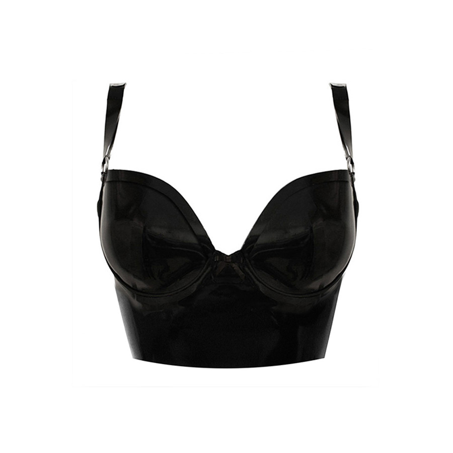 Atsuko Kudo Latex Wonder Cup Crop Top in supatex black