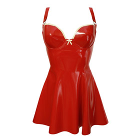 Atsuko Kudo Latex Wonder Cup Flare Dress in Supatex Red