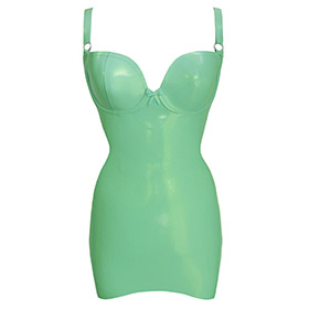 Atsuko Kudo Latex Wonder Cup Mini Dress in Supatex Jade Green