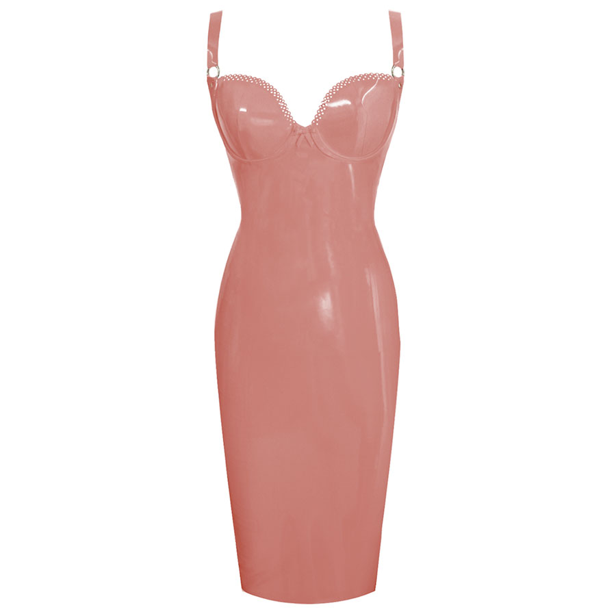 Atsuko Kudo Latex Wonder Cup Pencil Dress in Supatex Light Brown