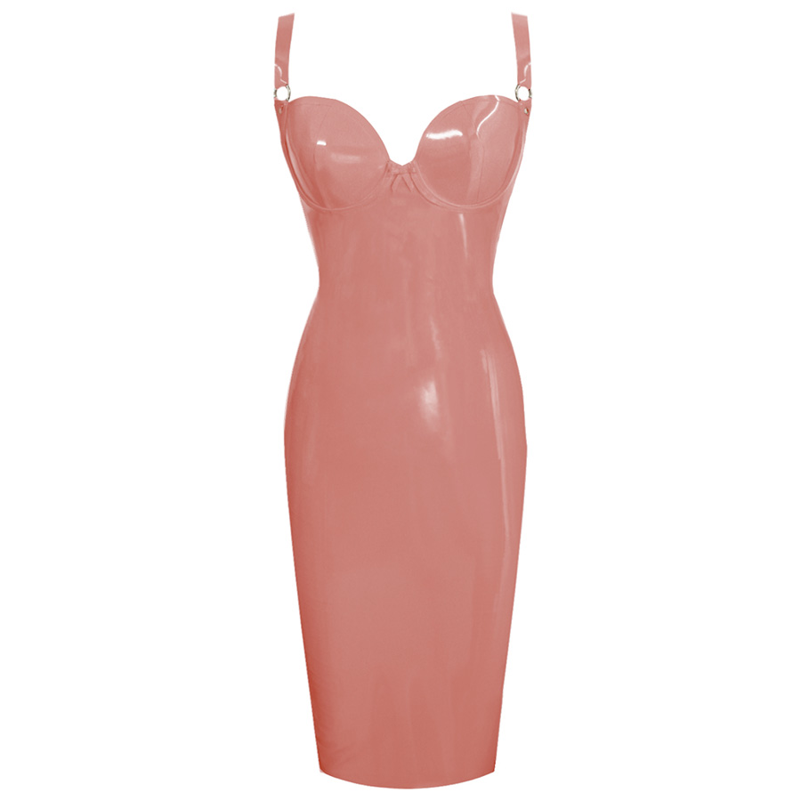 Atsuko Kudo Latex Wonder Cup Pencil Dress in Supatex Light Brown
