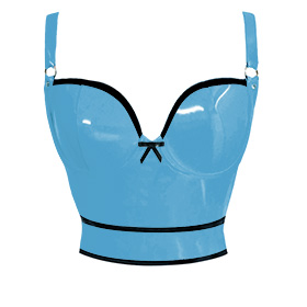 Atsuko Kudo Latex Wonder Cup Top w/ Belt in Supatex Light Blue