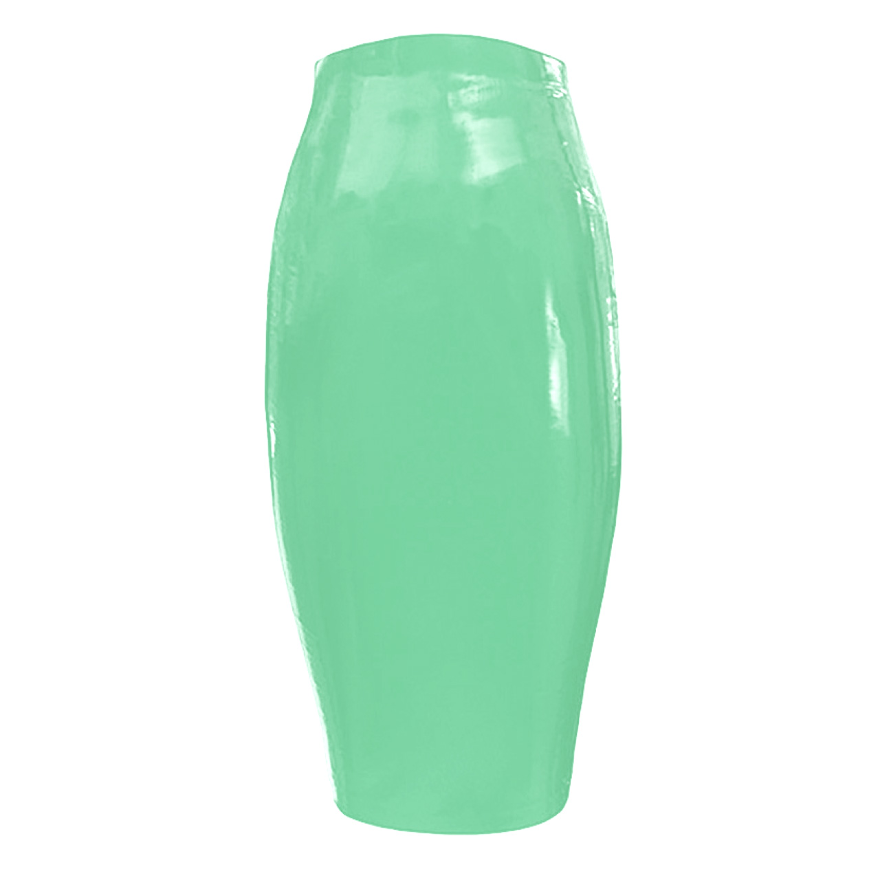 Atsuko Kudo Latex Zip Tight Pencil Skirt in supatex jade green