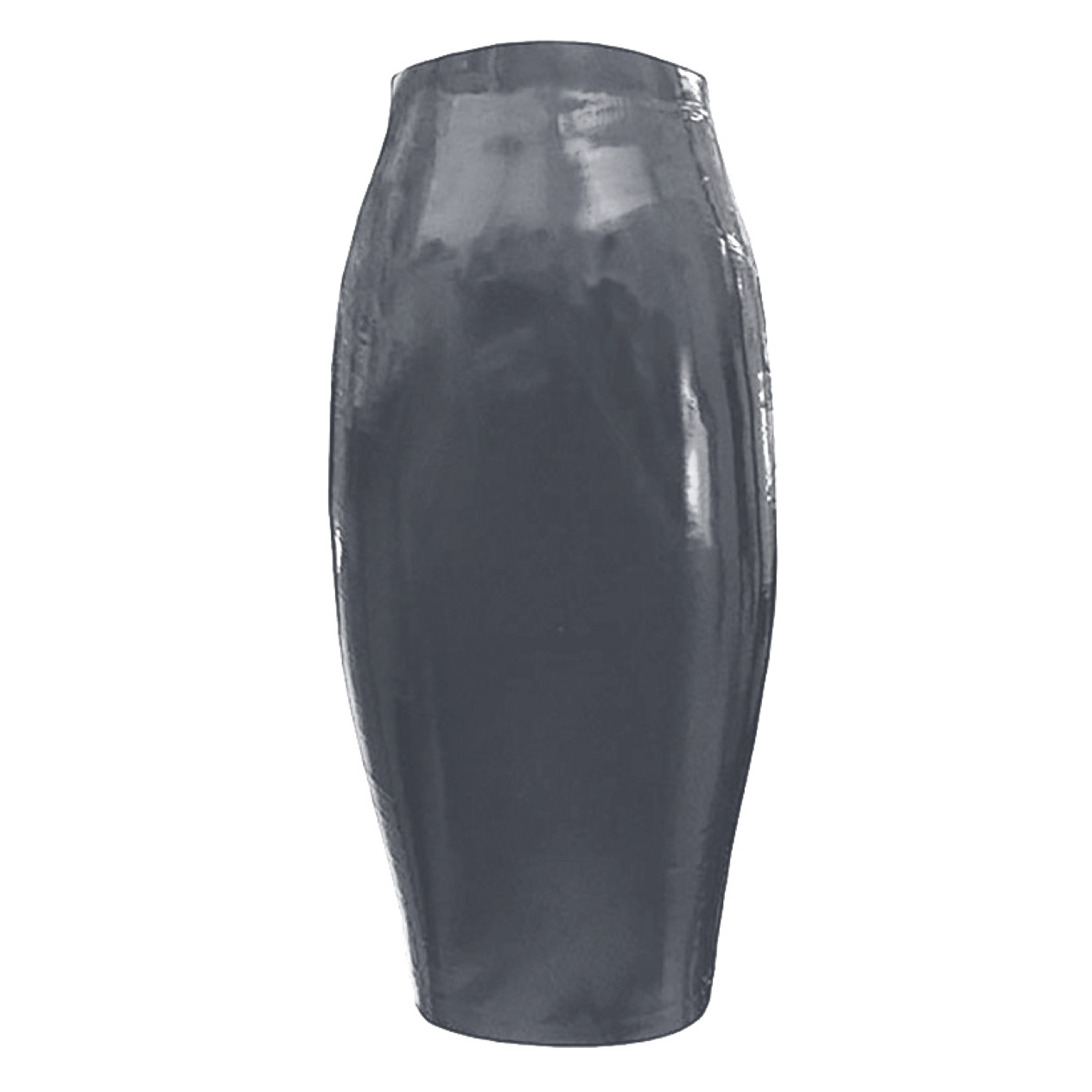 Atsuko Kudo Latex Zip Tight Pencil Skirt in pearlsheen pewter