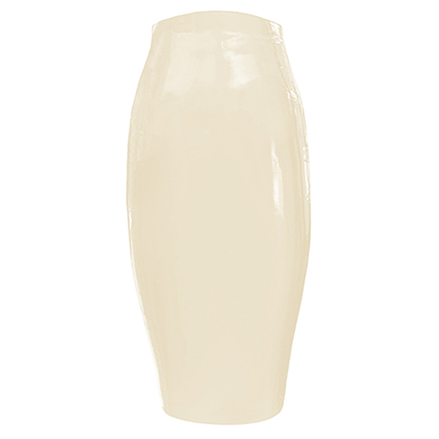 Atsuko Kudo Latex Zip Tight Pencil Skirt in supatex white